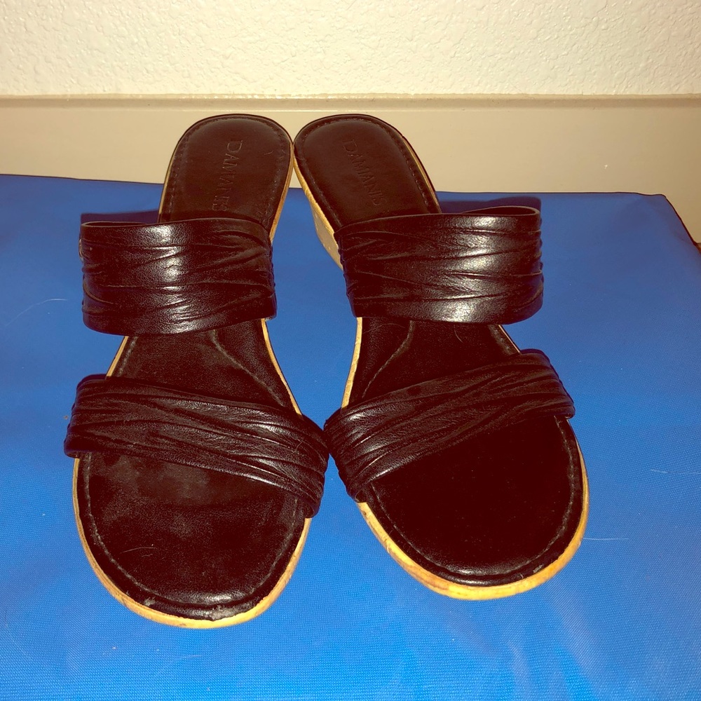 Black wedge sandals
